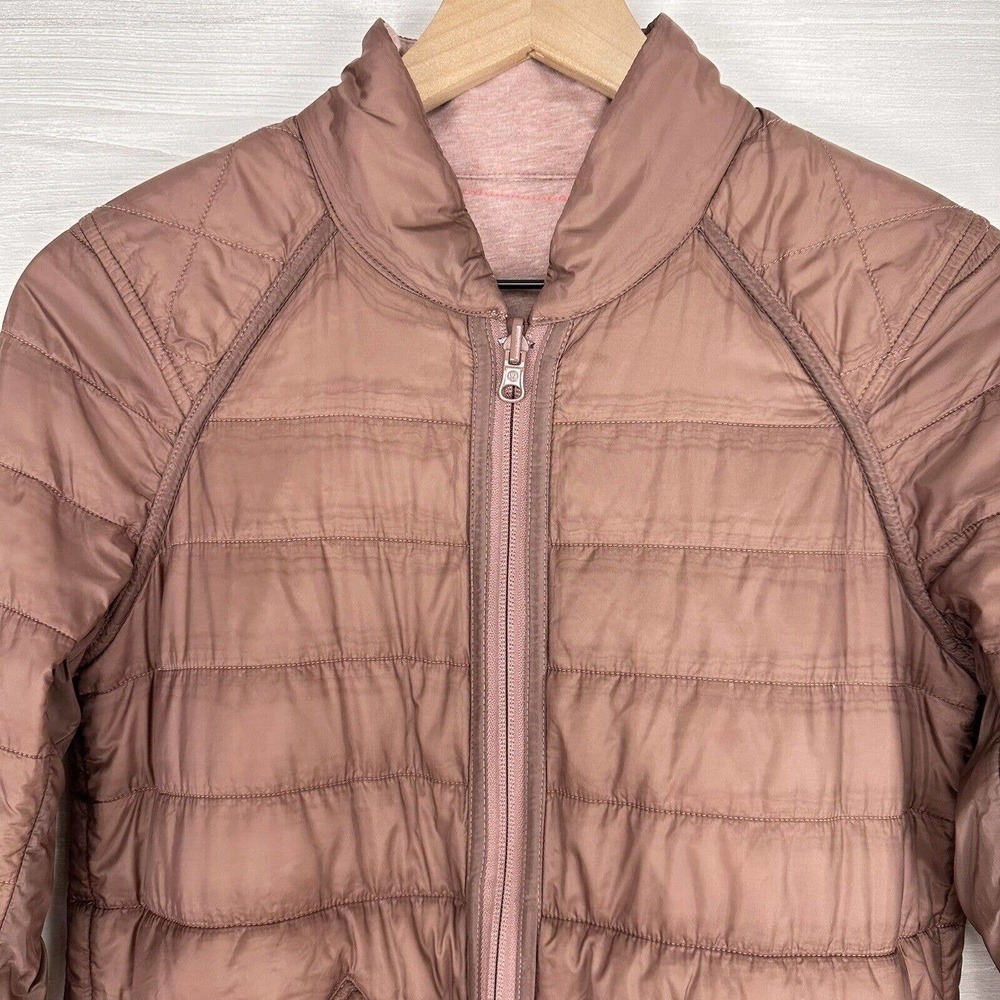 Lululemon The Bomb Bomber‎ Reversible Jacket Women Size 4 Bark Berry Rose Pink - Picture 8 of 16